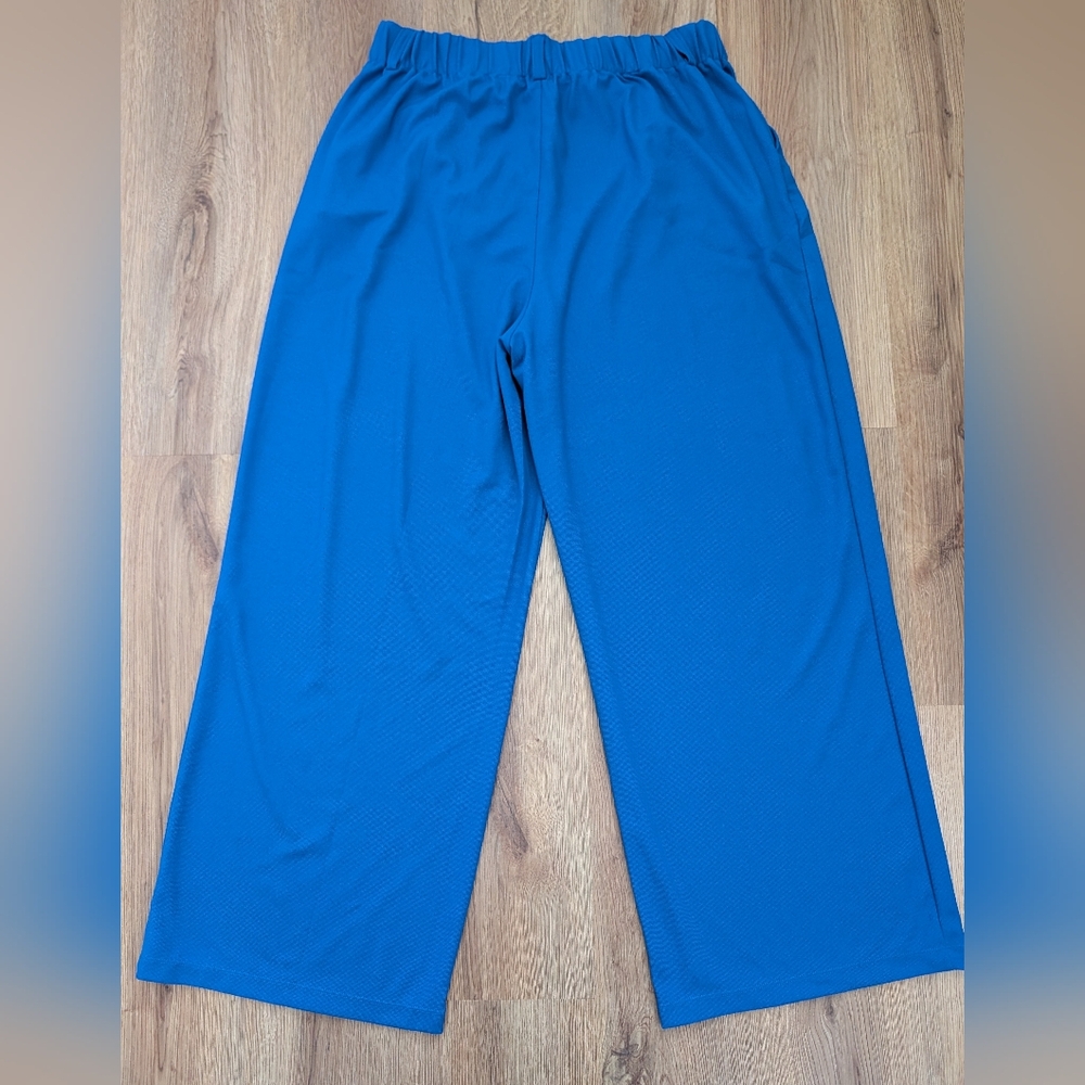 Halara Flex High Wasted Wide Leg Waffle Work Pants In Blue Size XL Tall Pull On - Picture 8 of 8